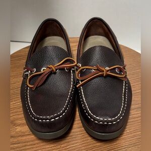 L.L. Bean Men’s Handsewn Leather Moccasins, Camp Moc Boat Shoes Dark Brown